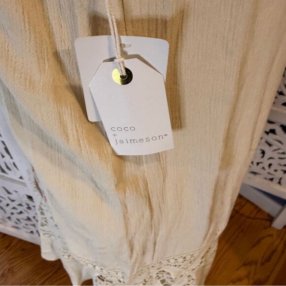 NWT coco + jaimeson Boho Cream and Orange Embroidered Mini Dress Sz M - Picture 5 of 6
